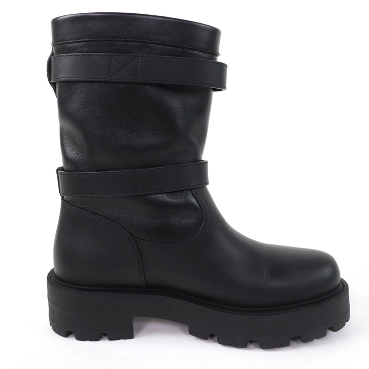 Great Christian Dior short boots D-MAJOR black leather Women 37