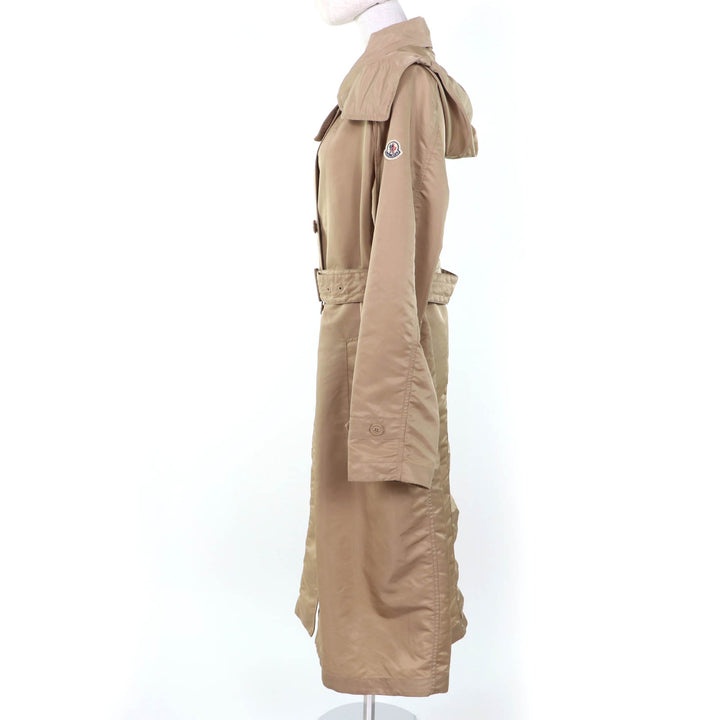 Excellent MONCLER trench coat VILLEREST Logo patch and hood beige Nylon Women 2