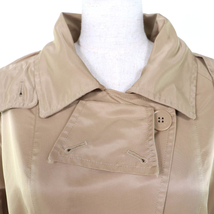 Excellent MONCLER trench coat VILLEREST Logo patch and hood beige Nylon Women 2