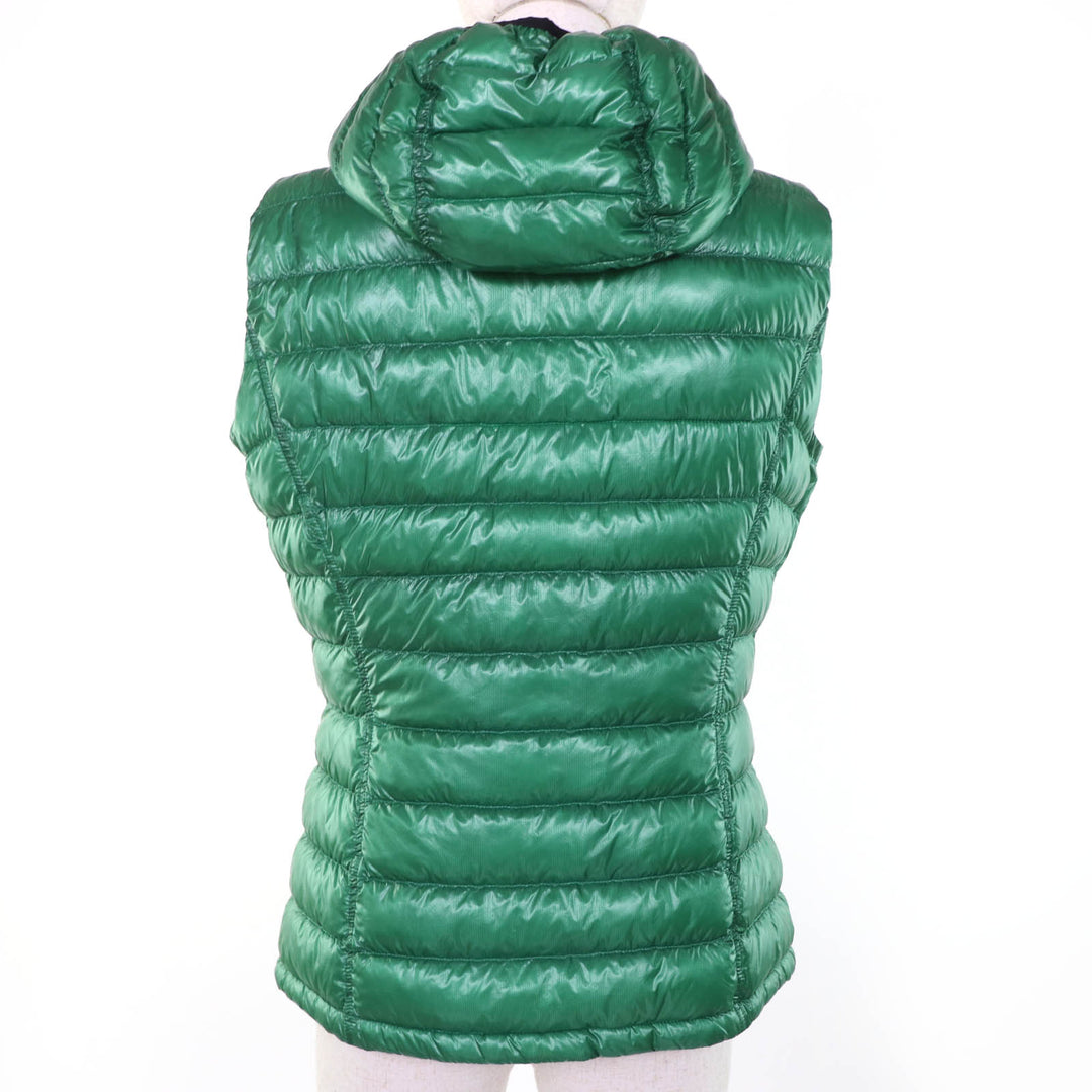 Excellent Herno Down vest Hooded Zip-Up Light green Nylon Women 42 PI0636D