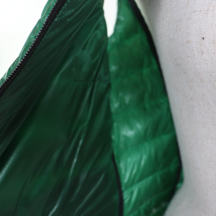 Excellent Herno Down vest Hooded Zip-Up Light green Nylon Women 42 PI0636D