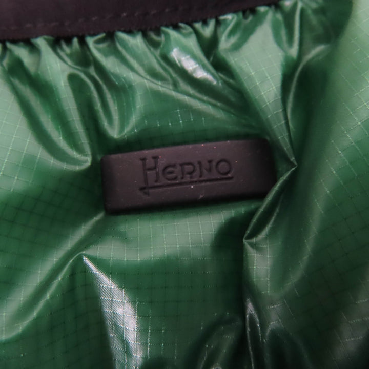 Excellent Herno Down vest Hooded Zip-Up Light green Nylon Women 42 PI0636D