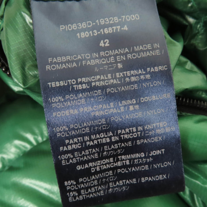 Excellent Herno Down vest Hooded Zip-Up Light green Nylon Women 42 PI0636D