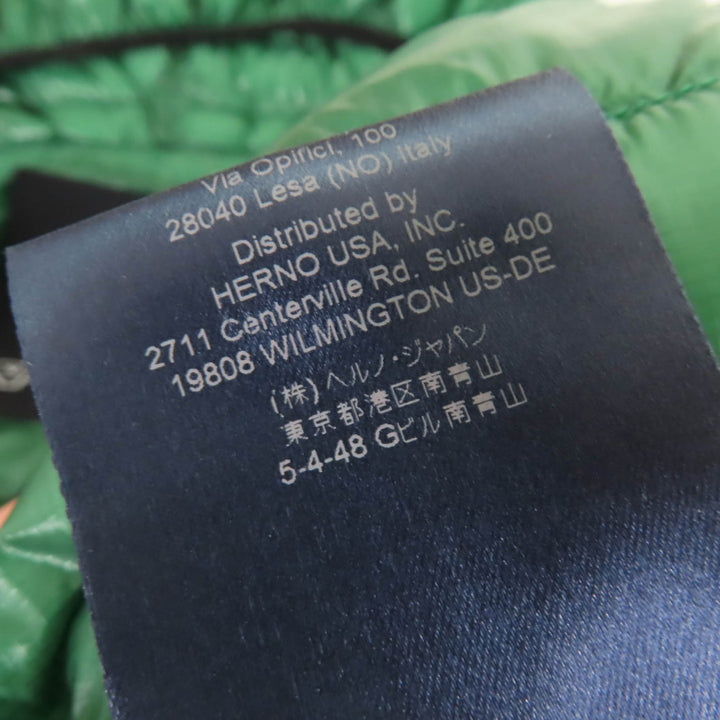 Excellent Herno Down vest Hooded Zip-Up Light green Nylon Women 42 PI0636D