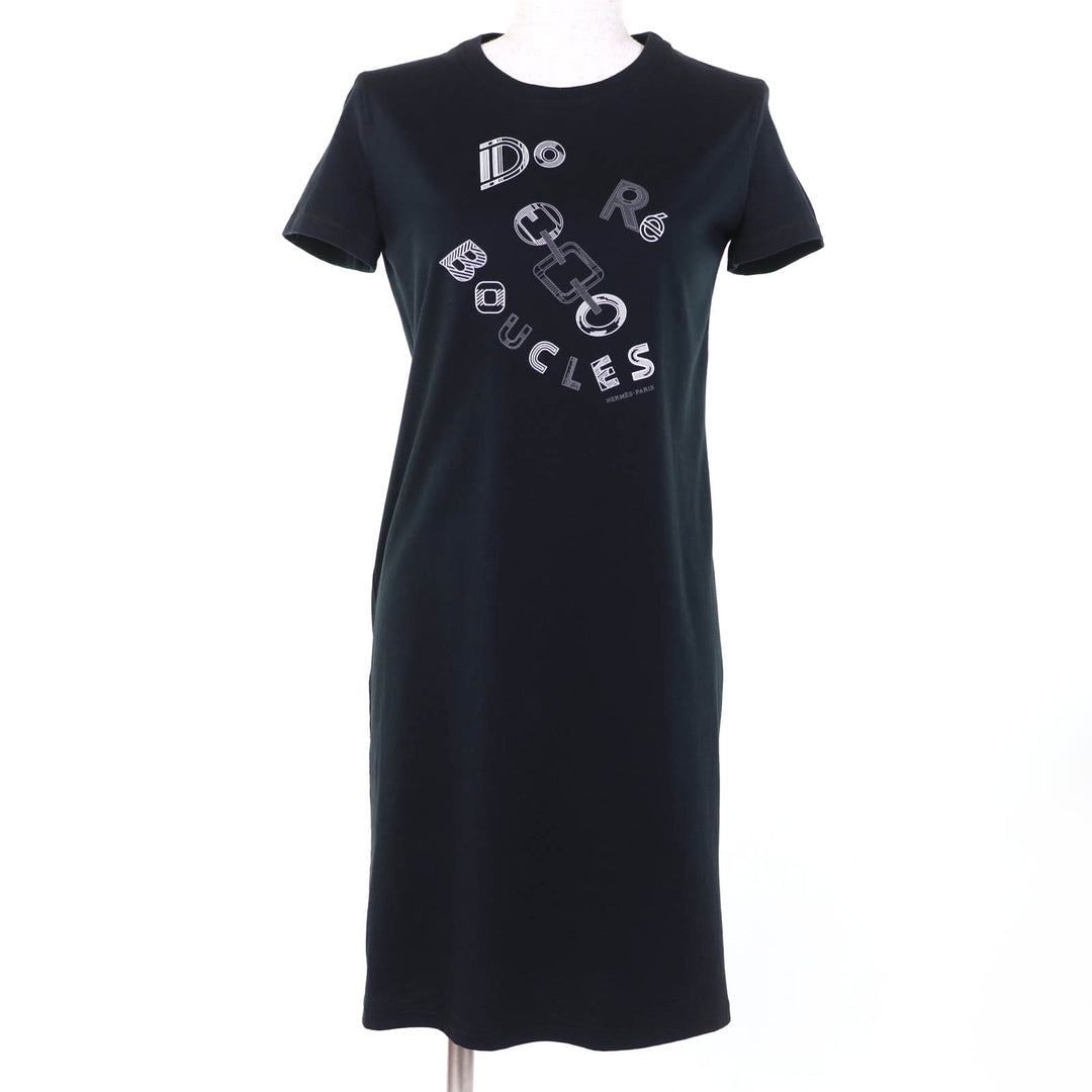 Excellent HERMES one piece Do Re Boucles Short sleeve black Women 34 3H4506DL