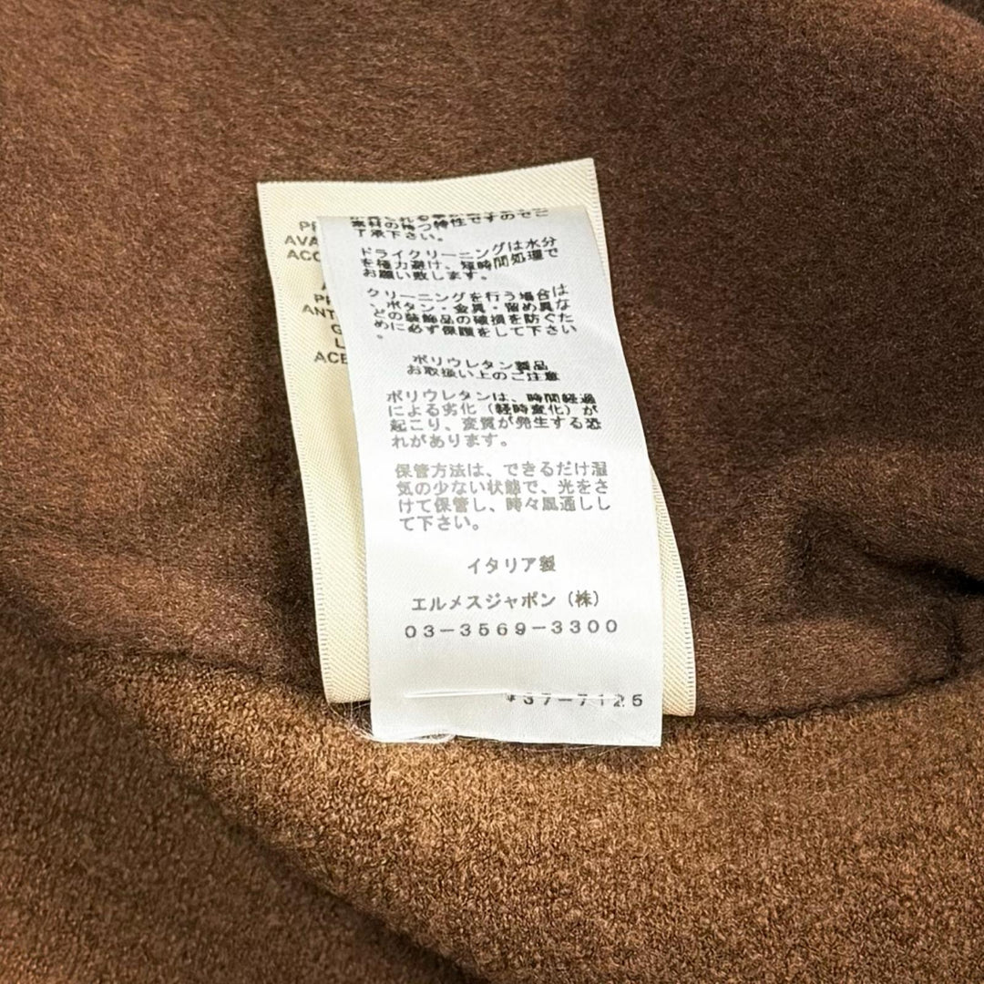 Excellent HERMES coat Hooded Brown cashmere Women 40 3H0142DB