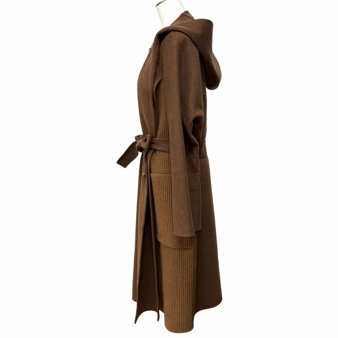 Excellent HERMES coat Hooded Brown cashmere Women 40 3H0142DB