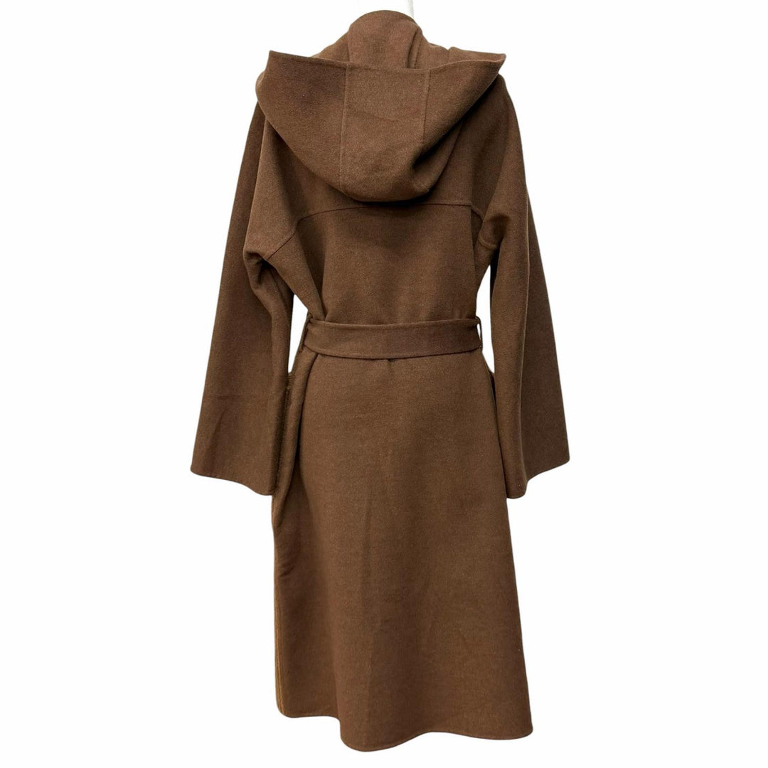 Excellent HERMES coat Hooded Brown cashmere Women 40 3H0142DB