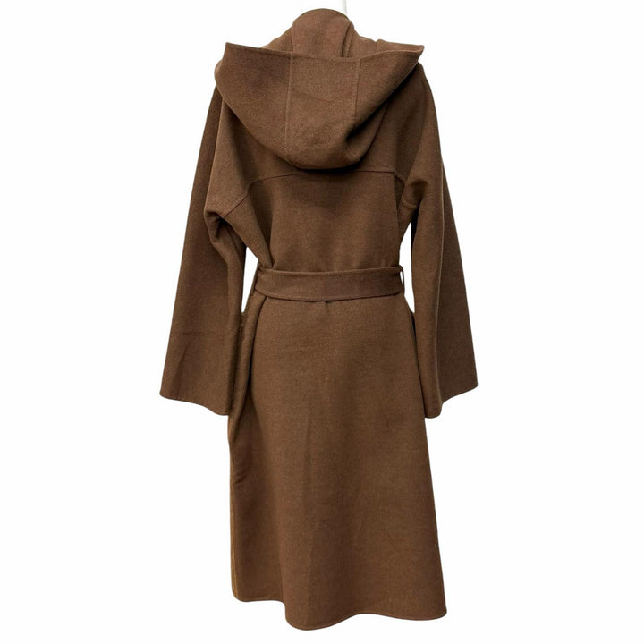 Excellent HERMES coat Hooded Brown cashmere Women 40 3H0142DB