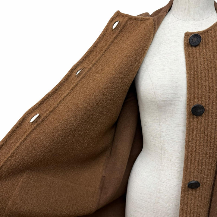 Excellent HERMES coat Hooded Brown cashmere Women 40 3H0142DB