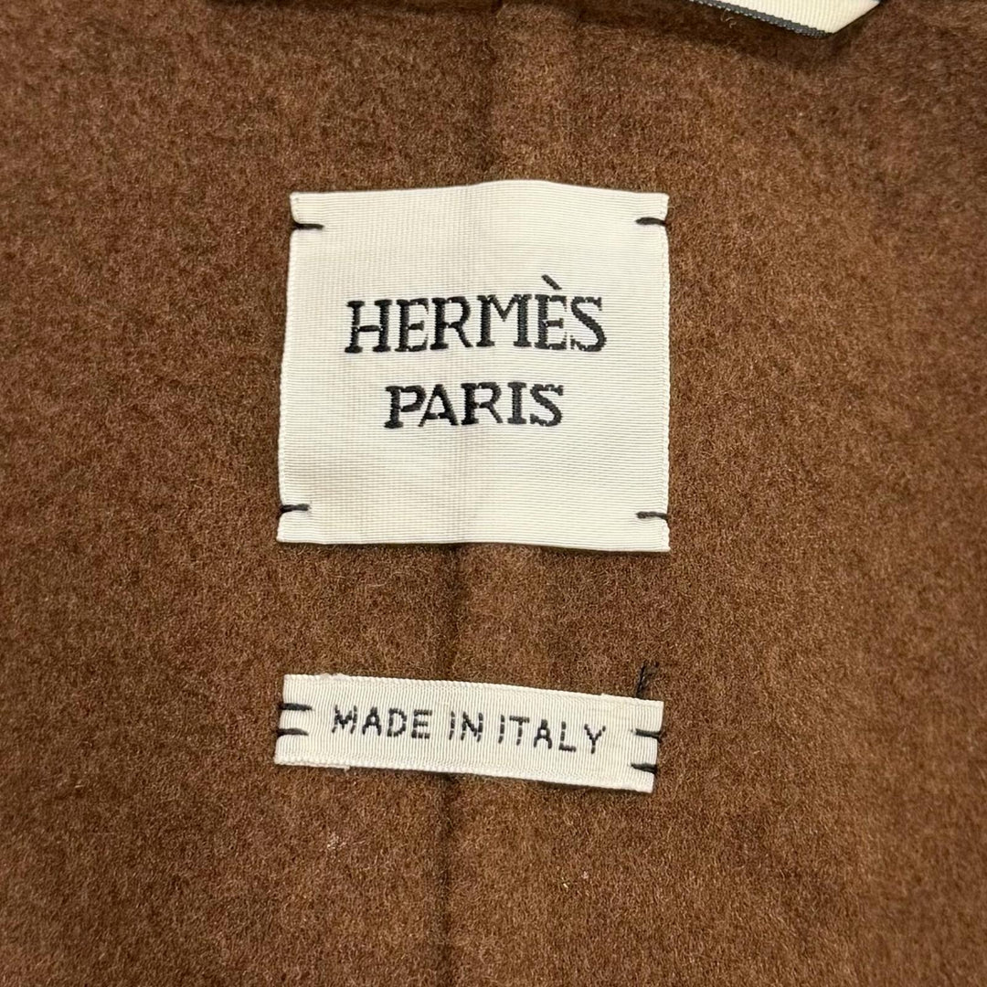 Excellent HERMES coat Hooded Brown cashmere Women 40 3H0142DB