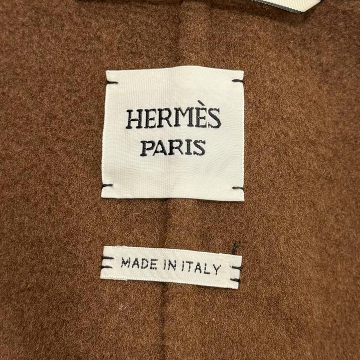 Excellent HERMES coat Hooded Brown cashmere Women 40 3H0142DB