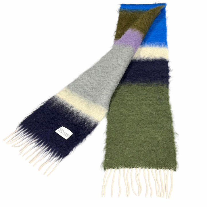 Excellent LOEWE Scarf Anagram Logo Patch Border Pattern Fringe mohair 28003861