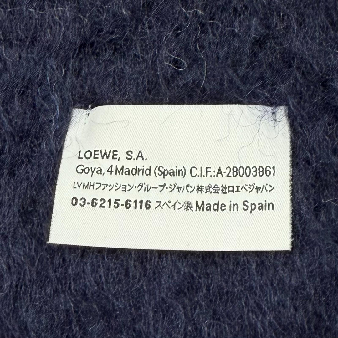 Excellent LOEWE Scarf Anagram Logo Patch Border Pattern Fringe mohair 28003861