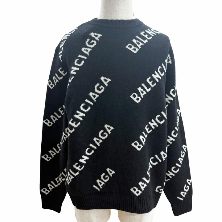 Pristine BALENCIAGA sweater Logo print crew neck all-over knit