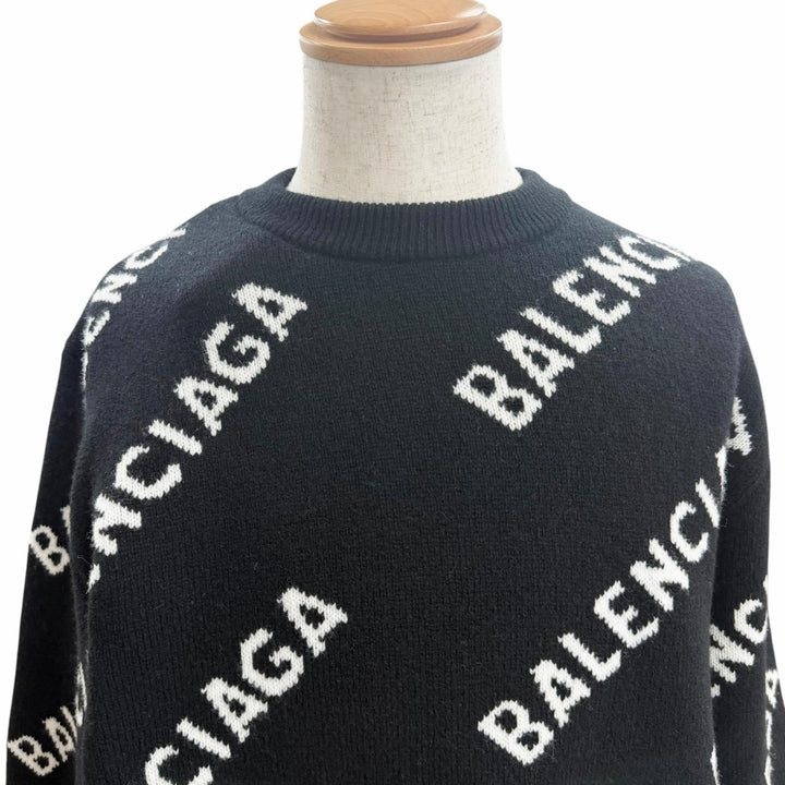 Pristine BALENCIAGA sweater Logo print crew neck all-over knit