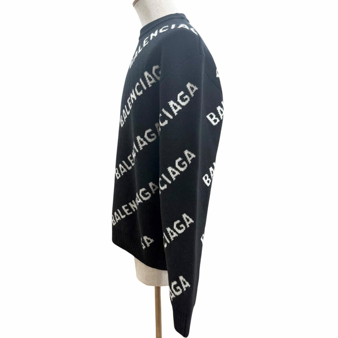Pristine BALENCIAGA sweater Logo print crew neck all-over knit