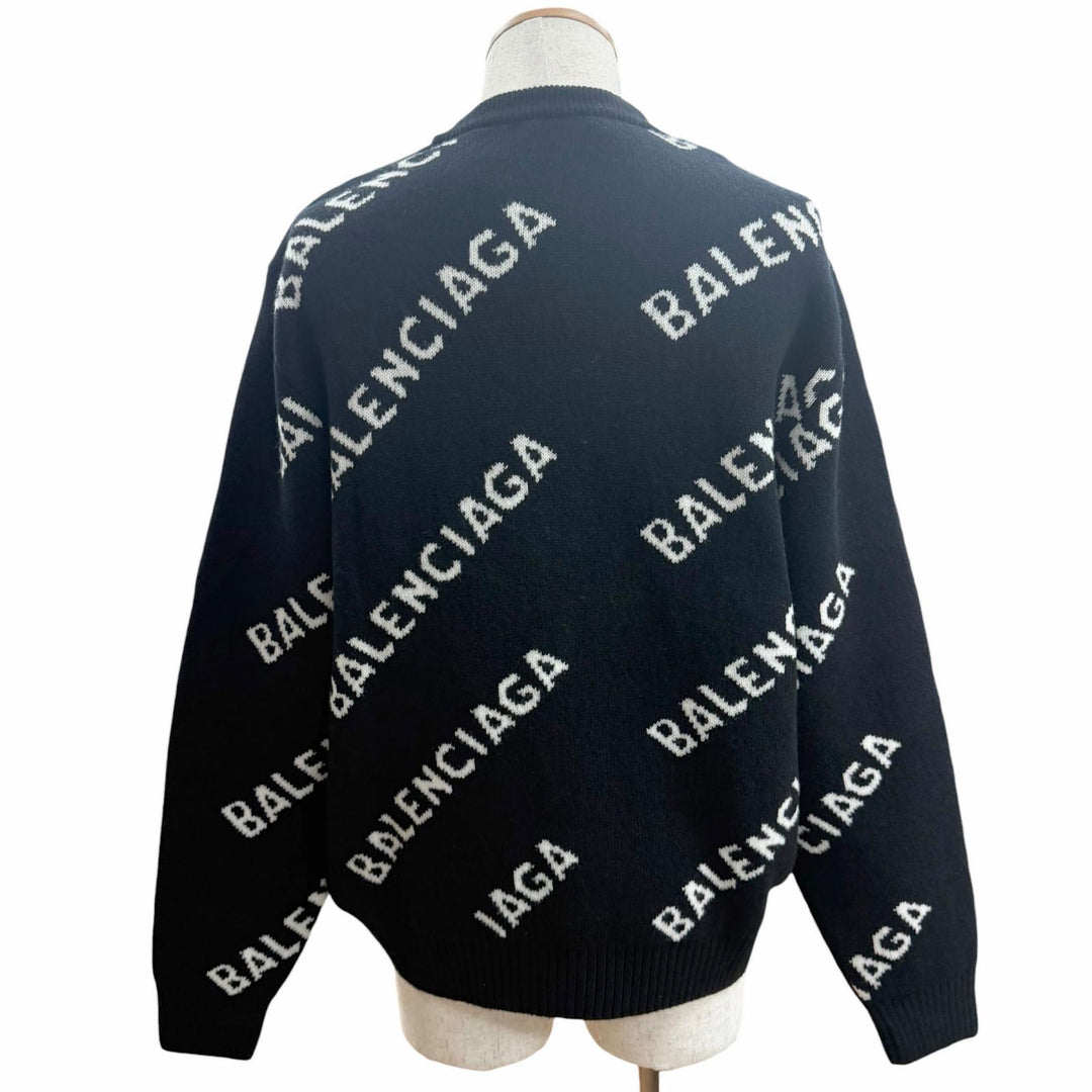 Pristine BALENCIAGA sweater Logo print crew neck all-over knit