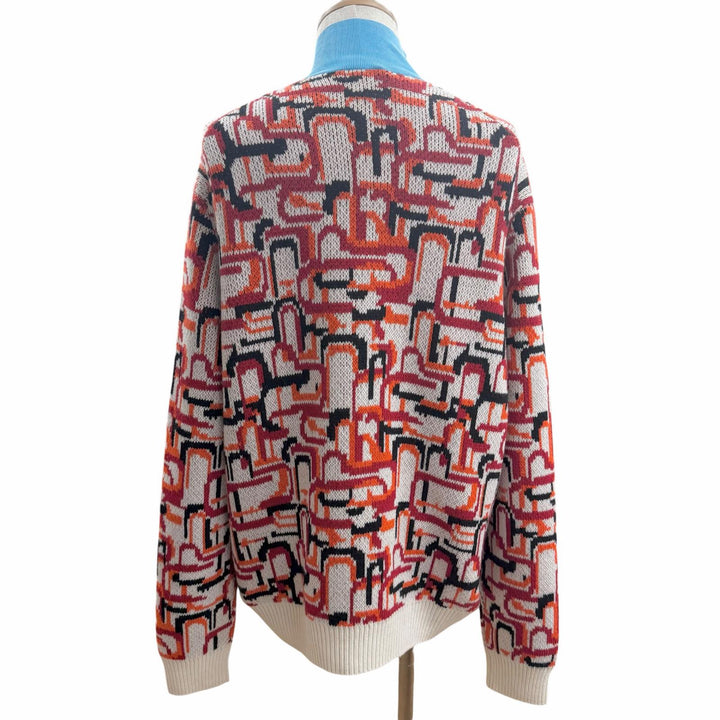 Excellent PRADA sweater Turtleneck total pattern Red series Virgin wool 52