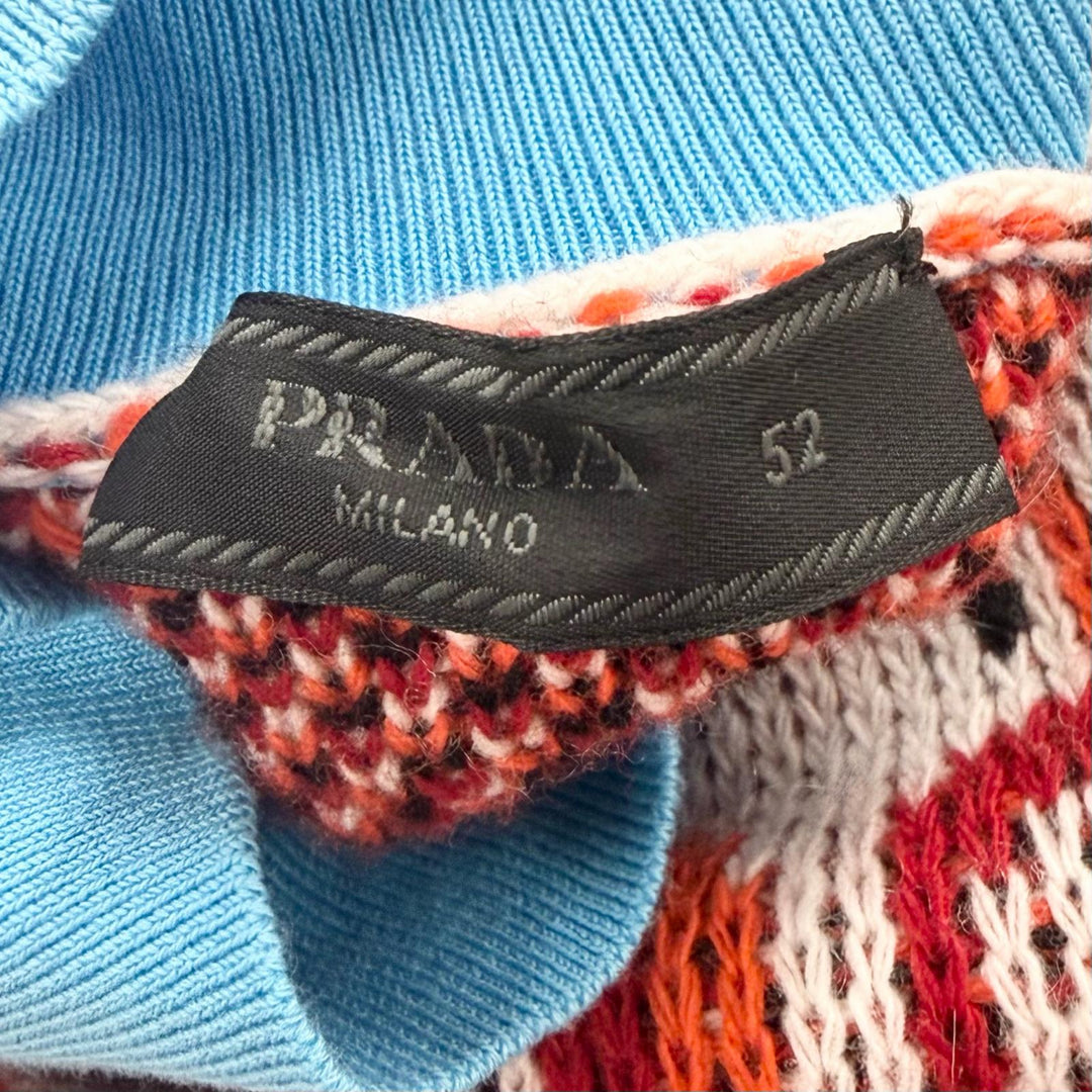 Excellent PRADA sweater Turtleneck total pattern Red series Virgin wool 52