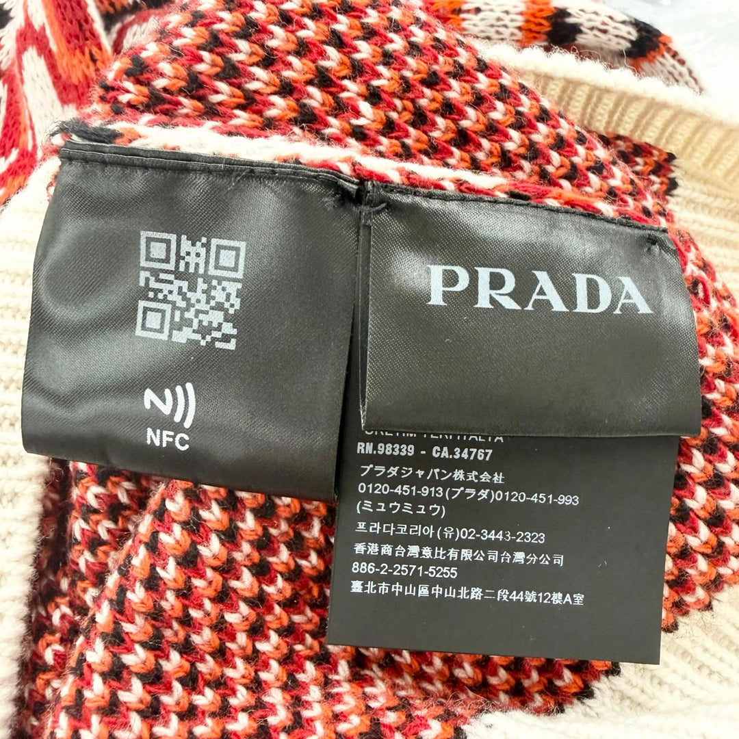 Excellent PRADA sweater Turtleneck total pattern Red series Virgin wool 52