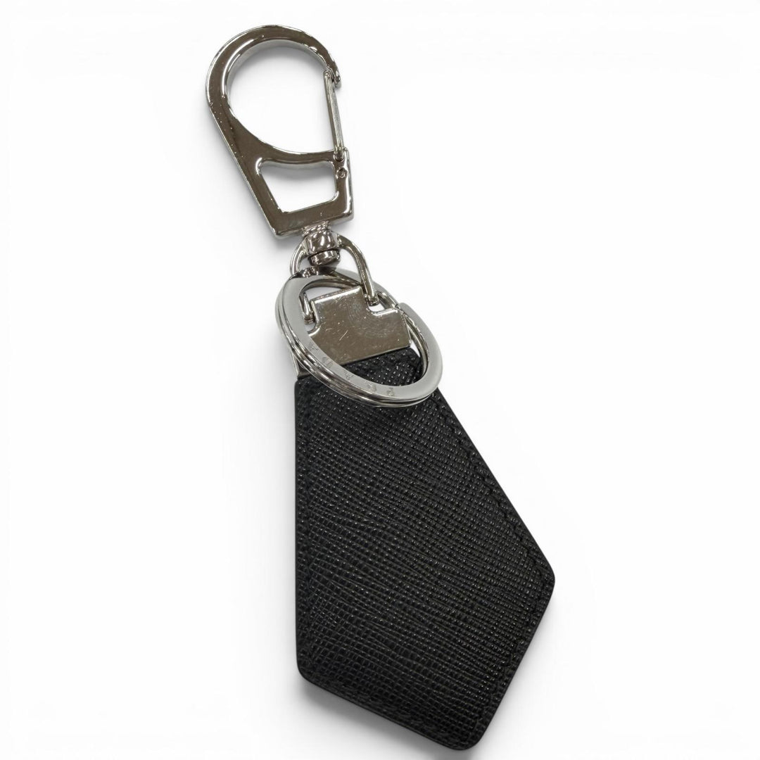 Very Good PRADA key ring Triangle Logo Triangle Plate Tie Shape