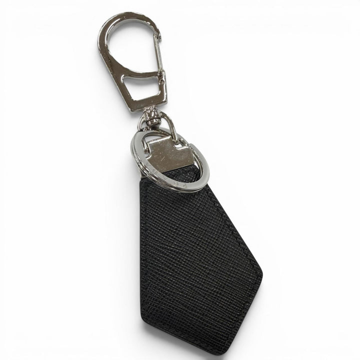 Very Good PRADA key ring Triangle Logo Triangle Plate Tie Shape