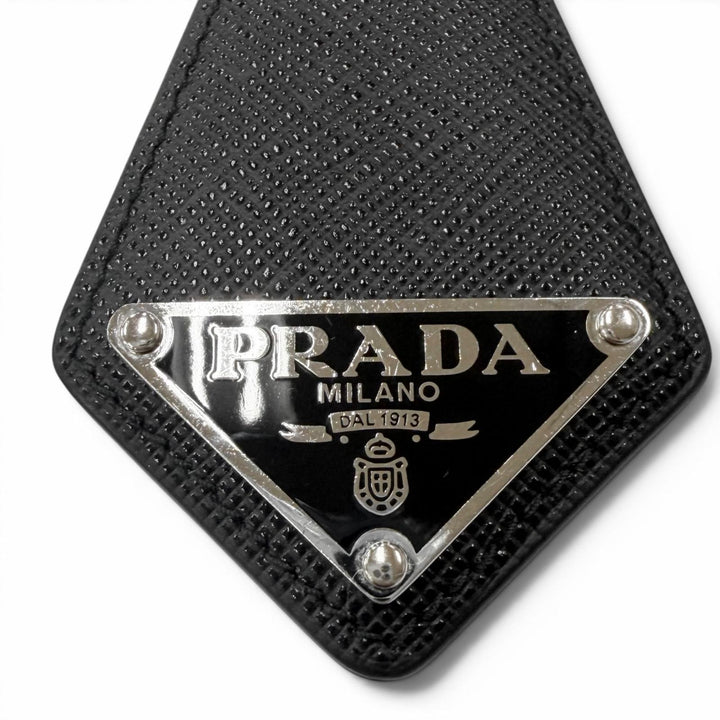 Very Good PRADA key ring Triangle Logo Triangle Plate Tie Shape
