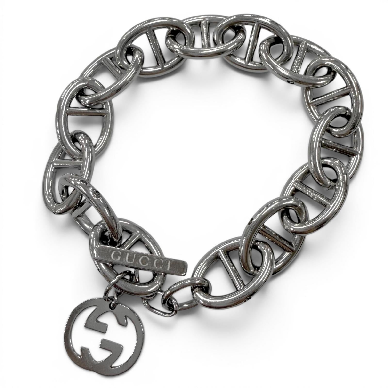 Great GUCCI bracelet Interlocking G Silver ー mens – caro-japan