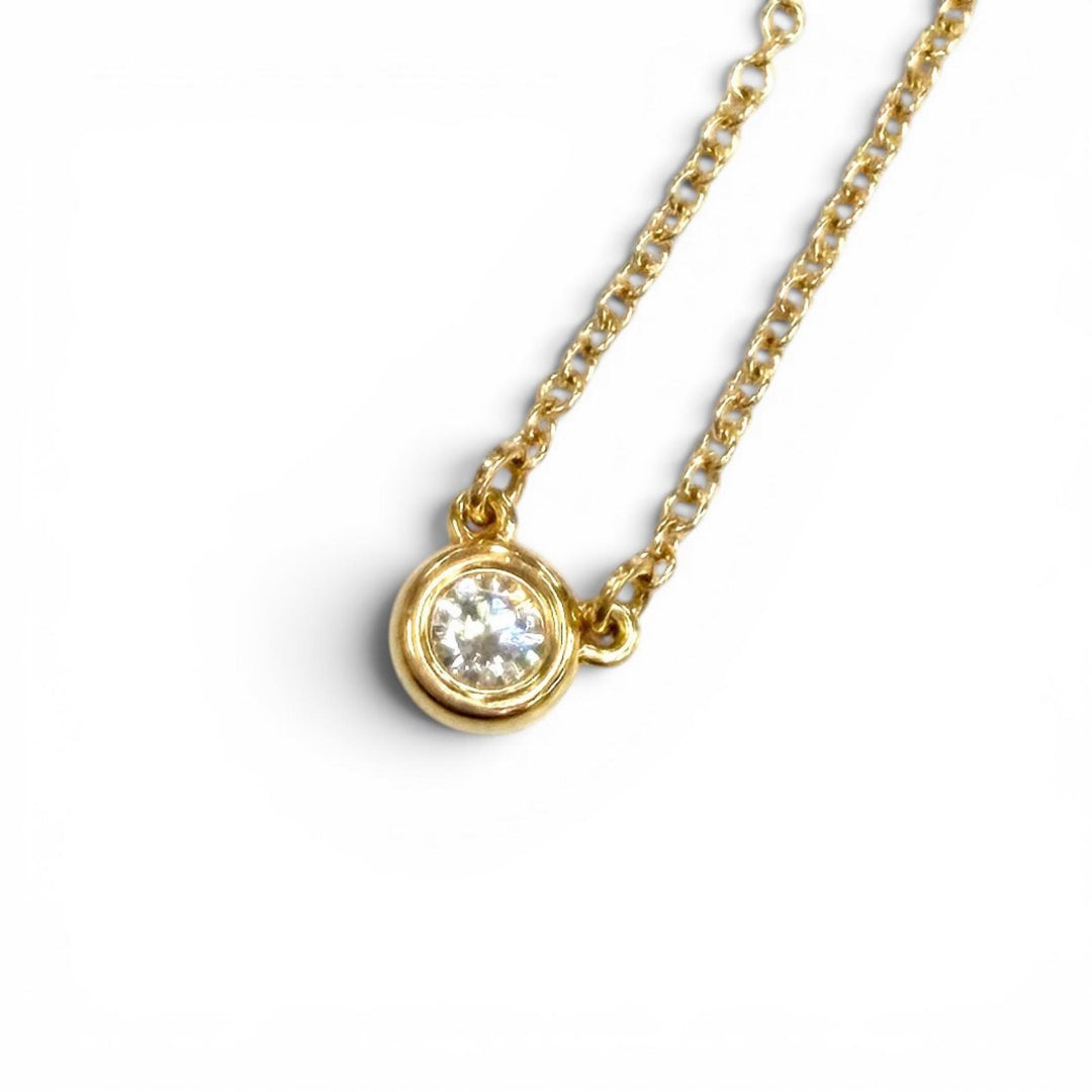 Great TIFFANY&Co. Necklace By the Yard 1P Diamond Necklace around0.12ct AU750
