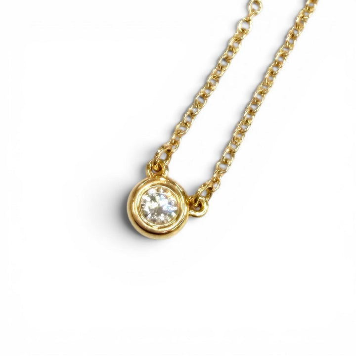 Great TIFFANY&Co. Necklace By the Yard 1P Diamond Necklace around0.12ct AU750