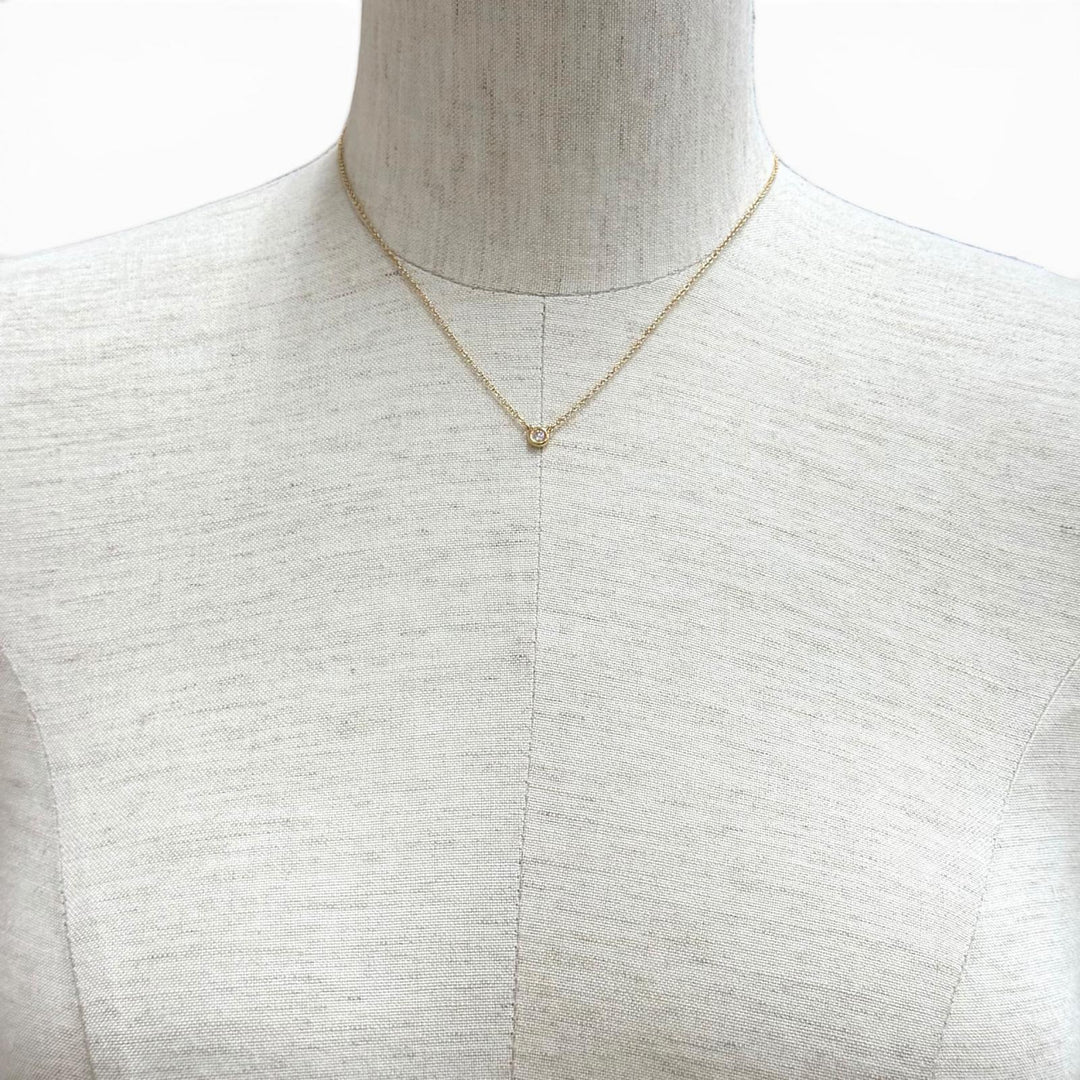 Great TIFFANY&Co. Necklace By the Yard 1P Diamond Necklace around0.12ct AU750