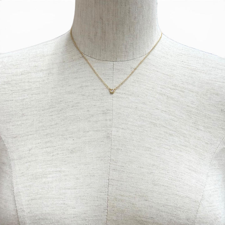 Great TIFFANY&Co. Necklace By the Yard 1P Diamond Necklace around0.12ct AU750
