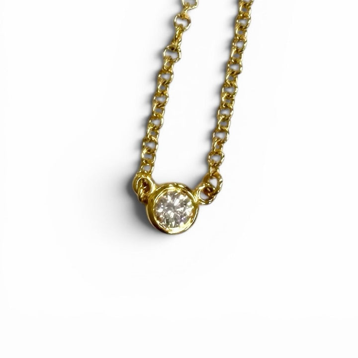 Great TIFFANY&Co. Necklace By the Yard 1P Diamond Necklace around0.03ct AU750