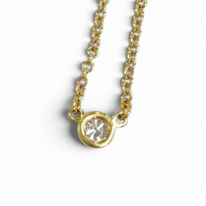 Great TIFFANY&Co. Necklace By the Yard 1P Diamond Necklace around0.03ct AU750