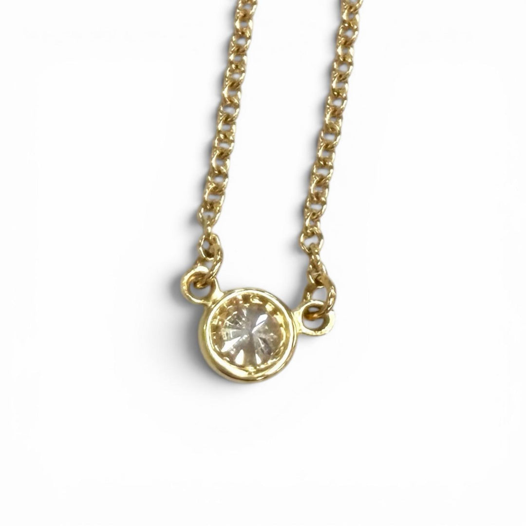 Great TIFFANY&Co. Necklace By the Yard 1P Diamond Necklace around0.05ct 750