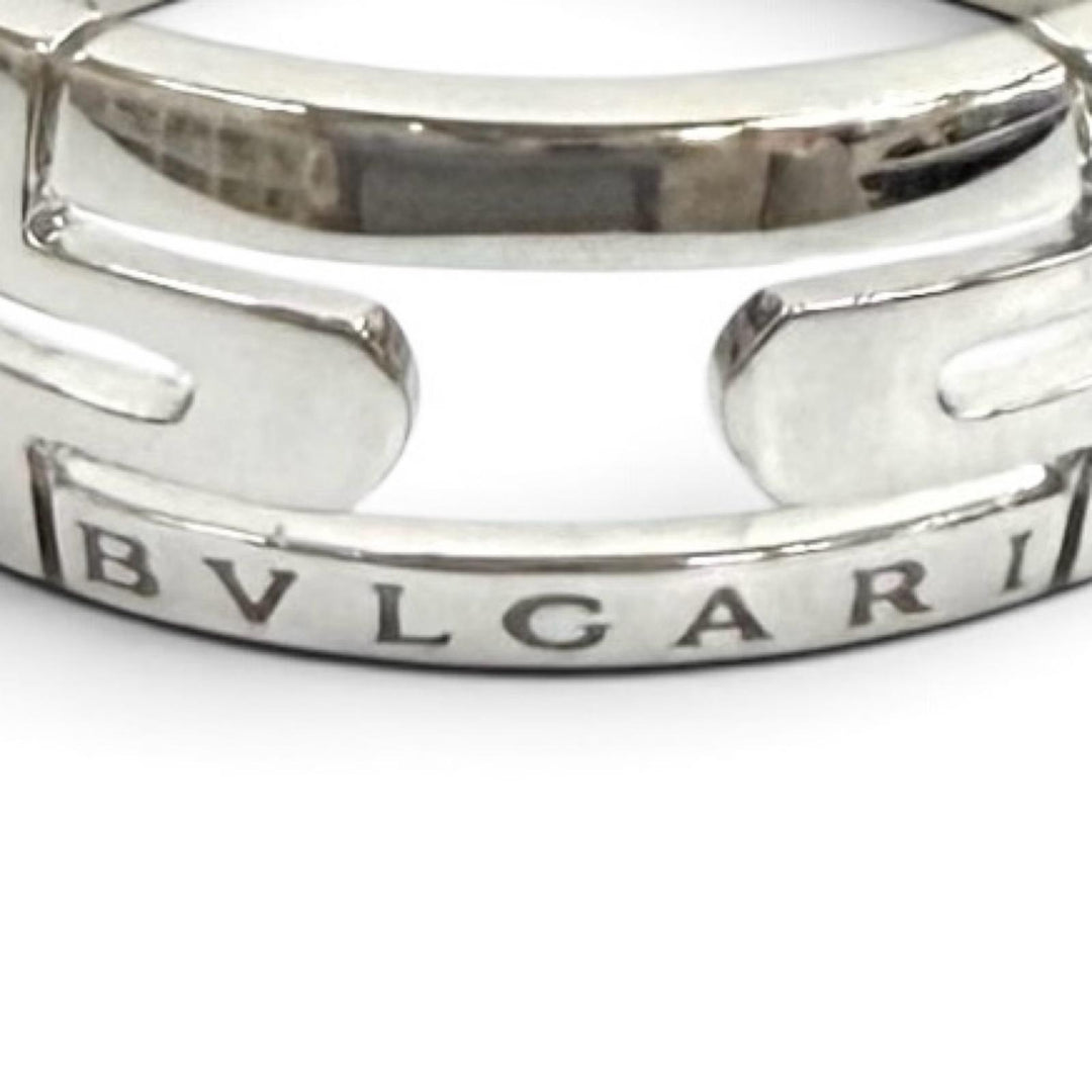 Great BVLGARI Ring ring Parentesi open work White gold AU750 mens