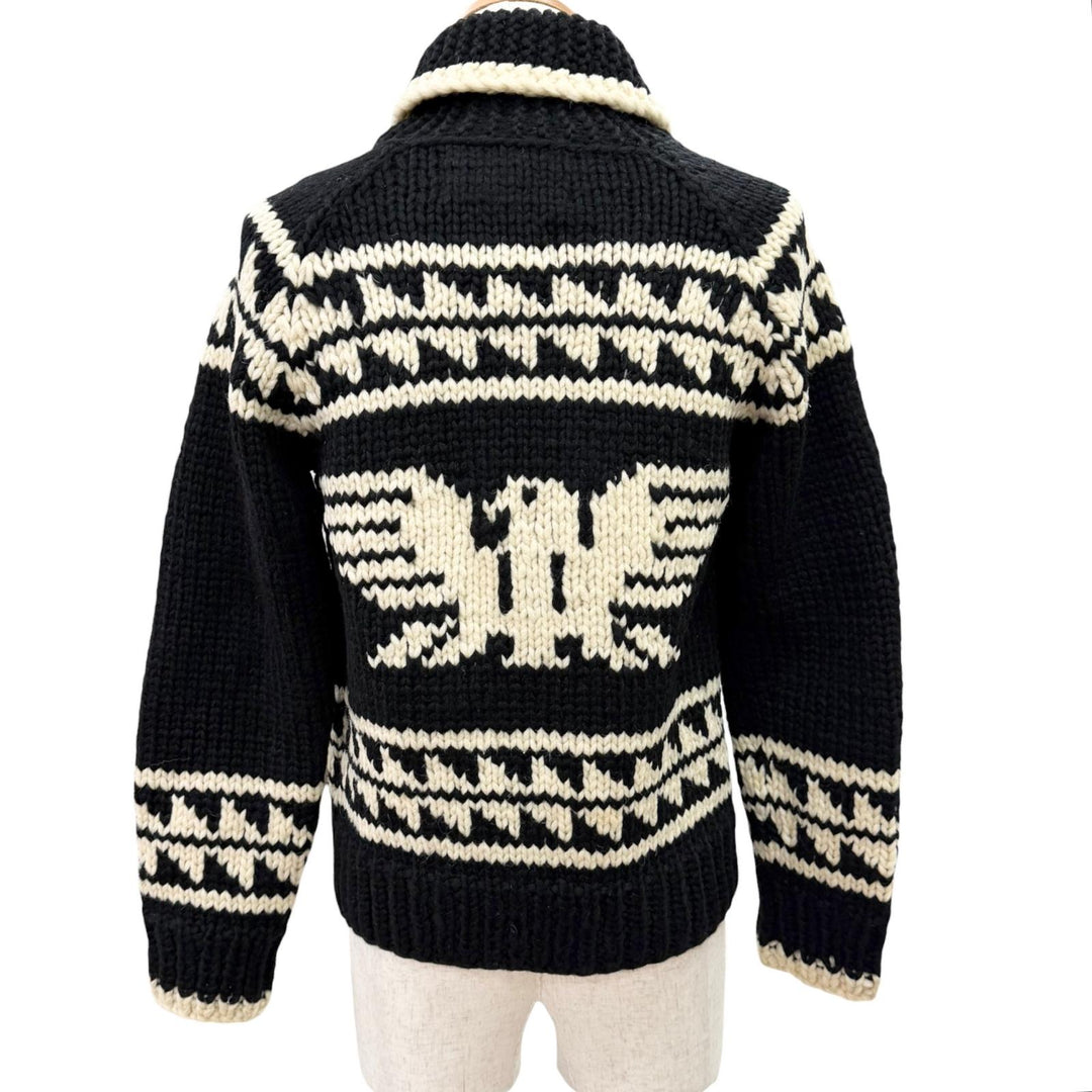 Very Good NEIGHBORHOOD knit Nordic Pattern Zip-Up Cowichan black wool mens S