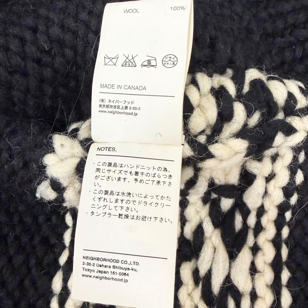 Very Good NEIGHBORHOOD knit Nordic Pattern Zip-Up Cowichan black wool mens S