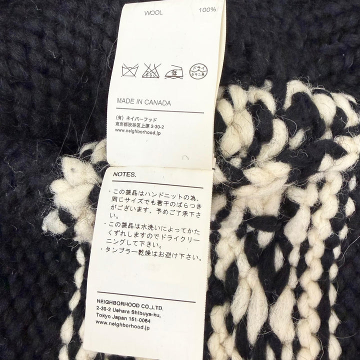 Very Good NEIGHBORHOOD knit Nordic Pattern Zip-Up Cowichan black wool mens S