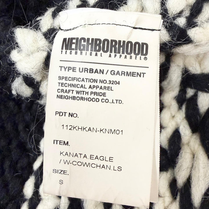 Very Good NEIGHBORHOOD knit Nordic Pattern Zip-Up Cowichan black wool mens S