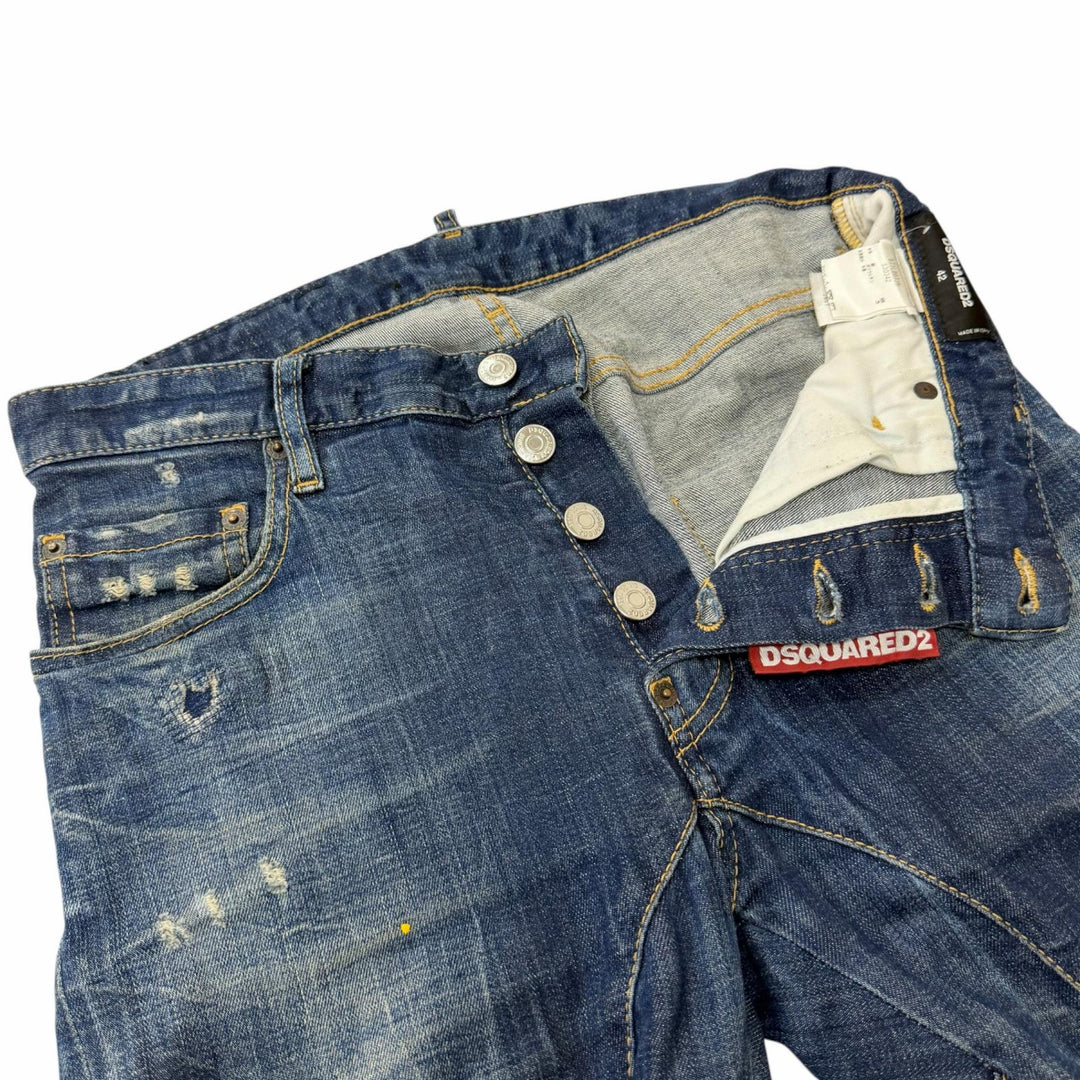 Discounted Great DSQUARED2 Denim pants Damaged jeans Indigo blue cotton