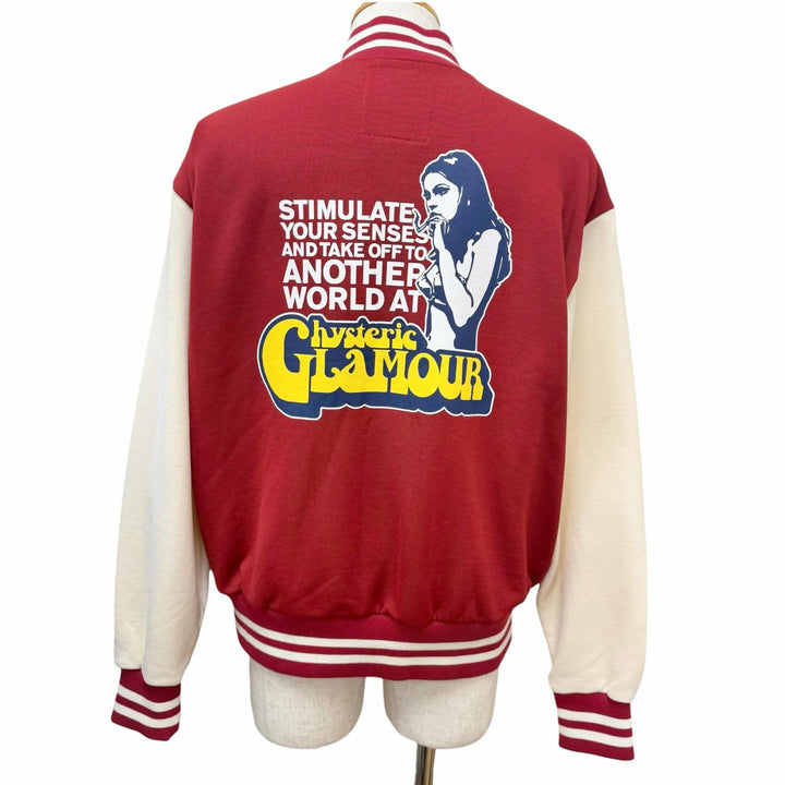 Excellent HYSTERIC GLAMOUR Stajan SMOKING GIRL Logo print patch Red XL 02261CJ01