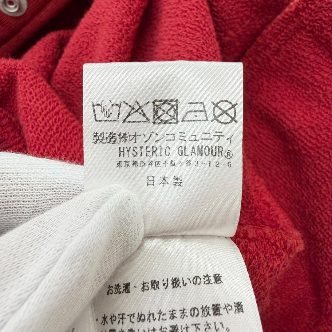 Excellent HYSTERIC GLAMOUR Stajan SMOKING GIRL Logo print patch Red XL 02261CJ01