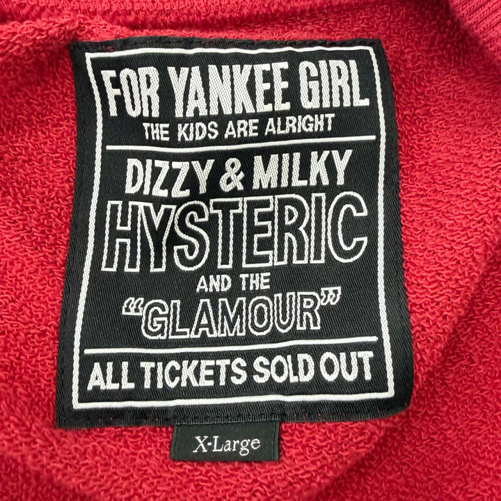 Excellent HYSTERIC GLAMOUR Stajan SMOKING GIRL Logo print patch Red XL 02261CJ01