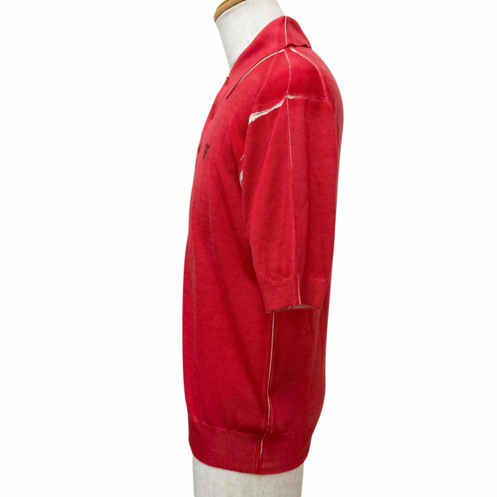 Excellent PRADA Short sleeve polo shirt Logo embroidery, lightweight knit Red