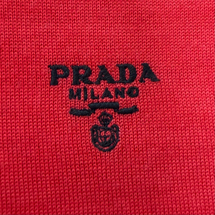 Excellent PRADA Short sleeve polo shirt Logo embroidery, lightweight knit Red