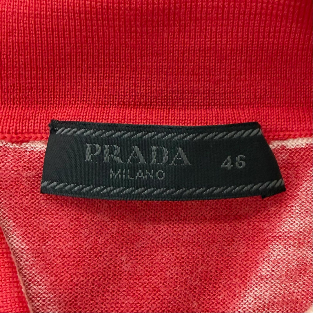 Excellent PRADA Short sleeve polo shirt Logo embroidery, lightweight knit Red