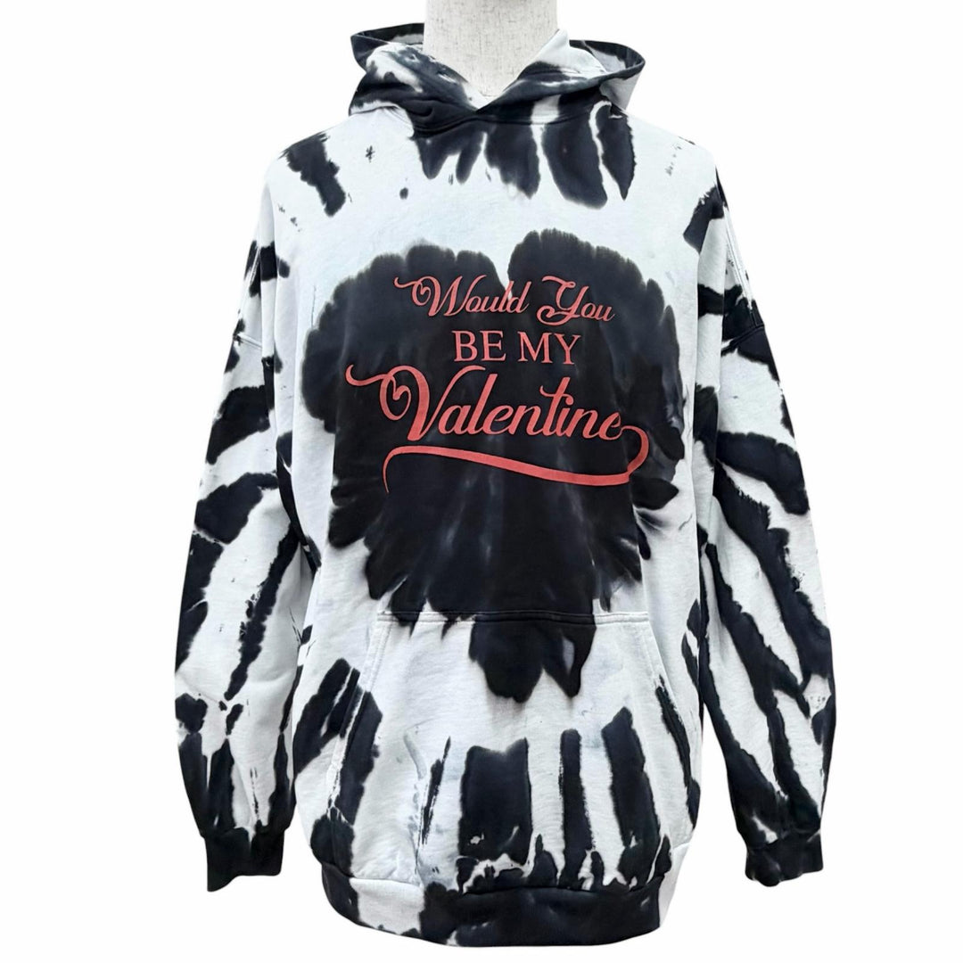 Great BALENCIAGA hoodie Tie-dye Valentine Hoodie black cotton mens 1 675003