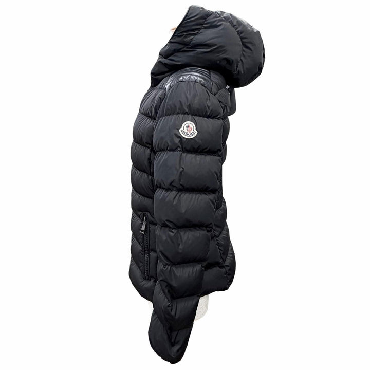 Great MONCLER Down jacket TETRA Logo patch, hooded, leather trim. black Nylon 1